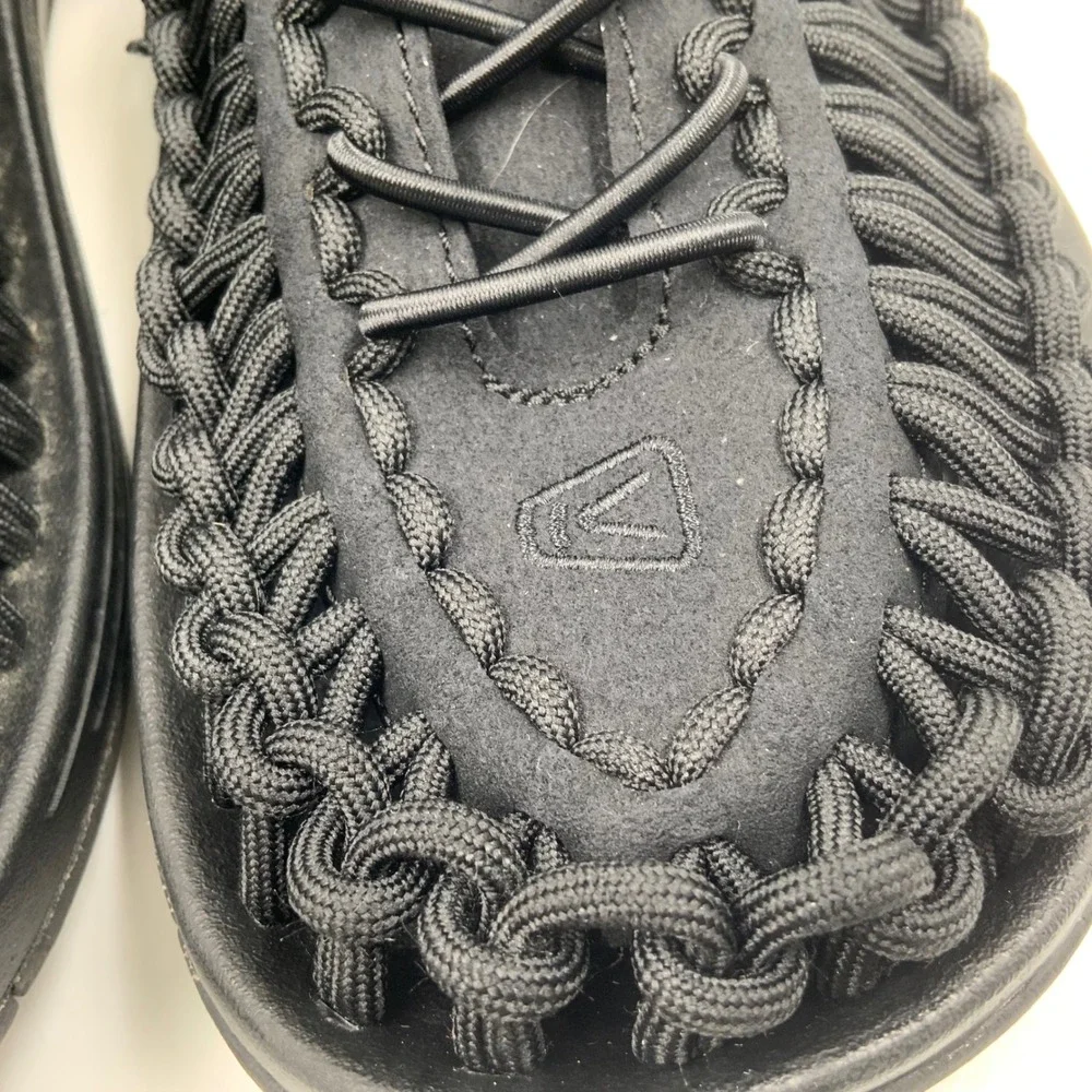 KEEN Uneek Mens Sandals Black Braided Cord Outdoor Water Shoes 1014097 Size 11
